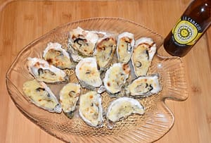 huîtres gratinées au camembert et à la bière blanche La Cabaude